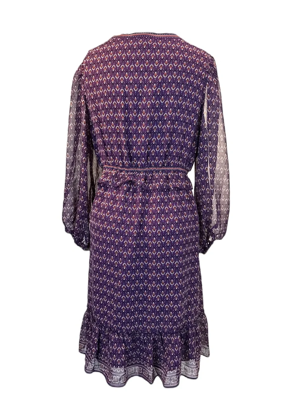 NWOT Max Studio Purple Floral Fan Balloon Sleeve A-Line Dress MED never worn - Picture 6 of 16